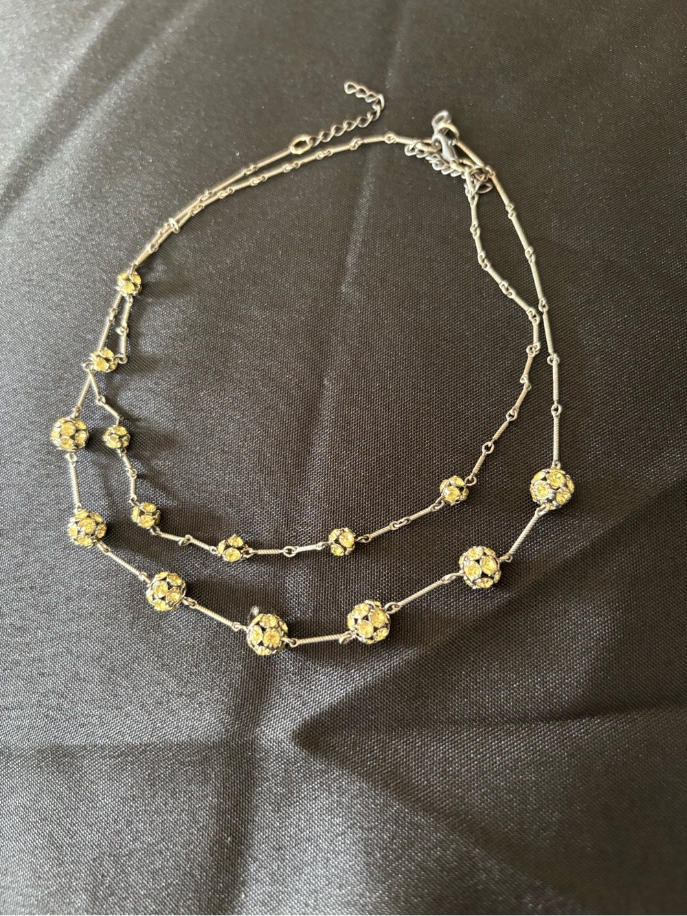 Delicate Yellow Crystal Station Double-Layer Necklace- 2 separate pieces